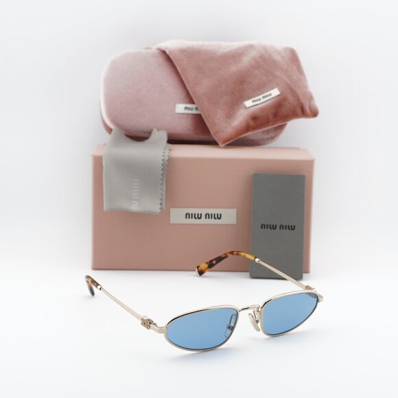 Miu Miu MUA52S ZVN60O Cat Eye Sunglasses - Gold/Blue - Picture 6 of 9